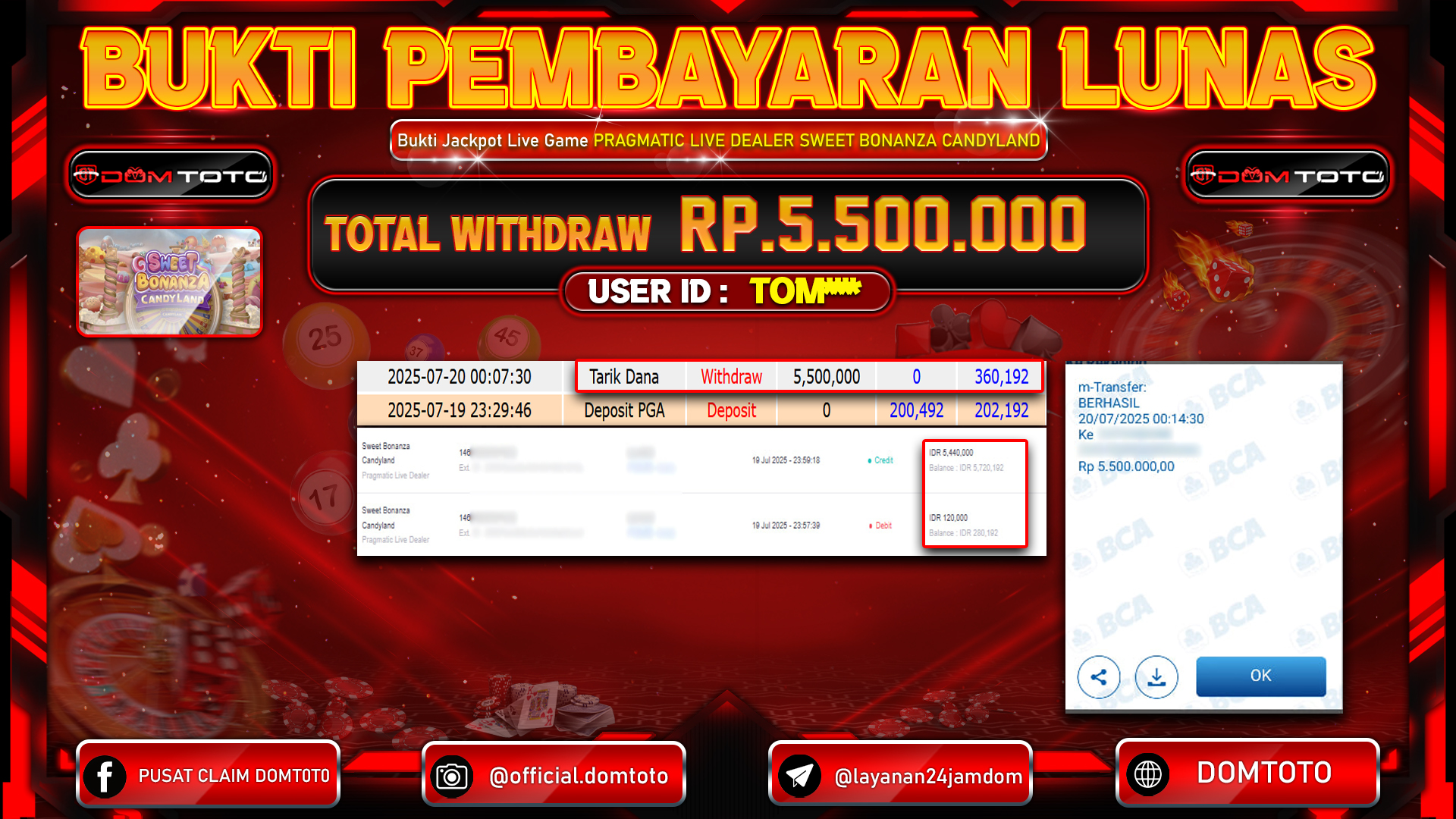 JACKPOT LIVE GAME LIVE DEALER SWEET BONANZA CANDYLAND  19  JULI 2025